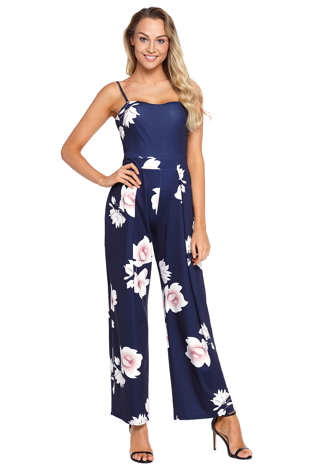 Navy Blue Floral Jumpsuit Best Sale, UP TO 61% OFF | www 